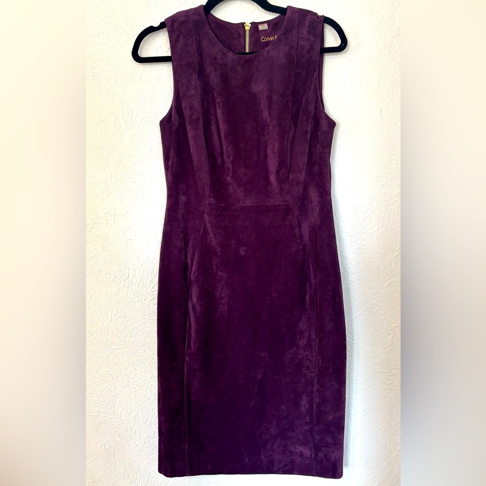 NWT Calvin Klein Dark Purple Suede Dress
